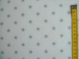 Látka biela sivé 11mm hviezdy