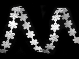 Lemovka saténová biela kvet s glitrami 11 mm