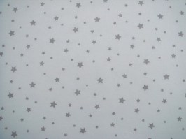 Látka biela rôzne sivé hviezdičky