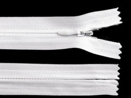 Zips špirálový skrytý dĺžka 45cm, šírka 3mm biely